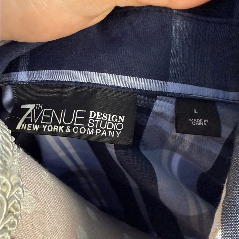 Navy Plaid Button-Up Dress D3 - Picture 2 of 2